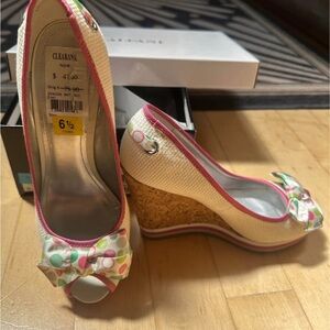Charming Women's Wedge Shoes with Polka Dot Bow - NWT Alfani